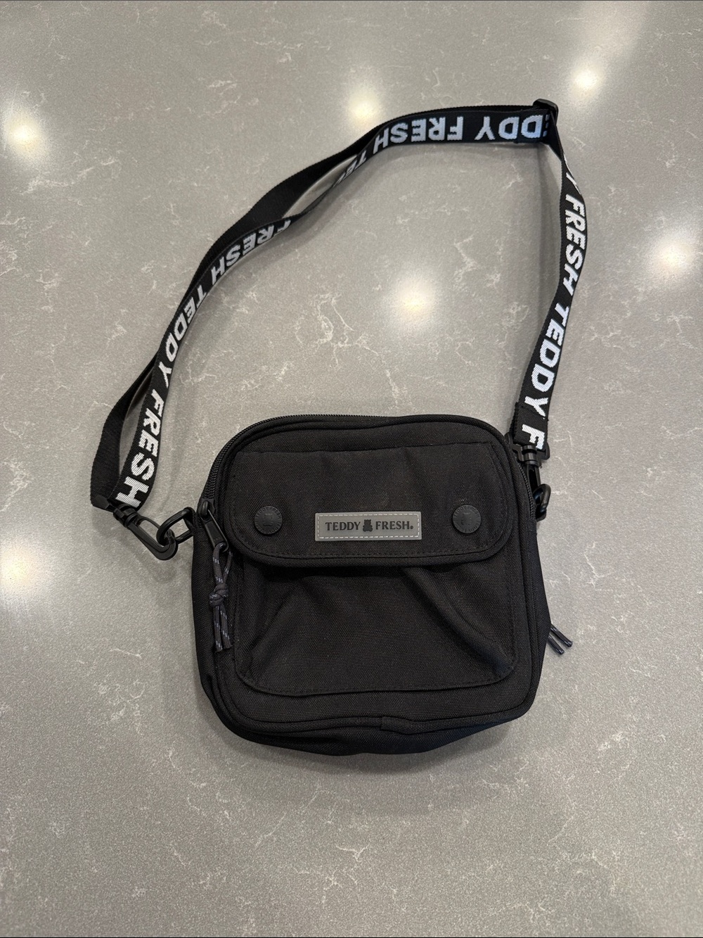 Teddy Fresh Black Logo-Striped Crossbody Bag